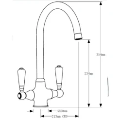 Reginox Elbe WRAS Approved Twin Lever Chrome Traditional Mono Kitchen Mixer Tap 17 Reginox Elbe WRAS Approved Twin Lever Chrome Traditional Mono Kitchen Mixer Tap -Vado Shop reginox elbe twin lever kitchen mixer tap tech drawing