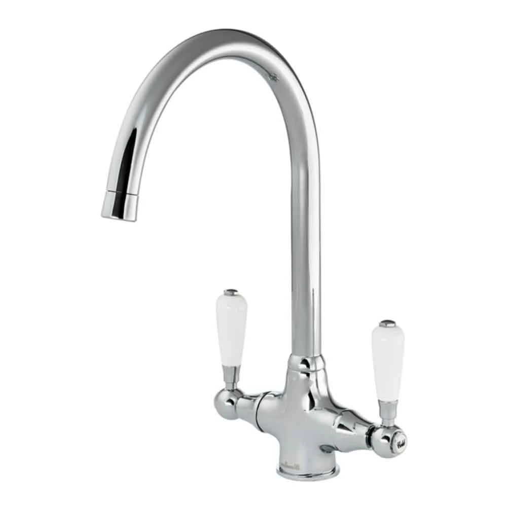 Reginox Elbe WRAS Approved Twin Lever Chrome Traditional Mono Kitchen Mixer Tap 8 Reginox Elbe WRAS Approved Twin Lever Chrome Traditional Mono Kitchen Mixer Tap - Image 8