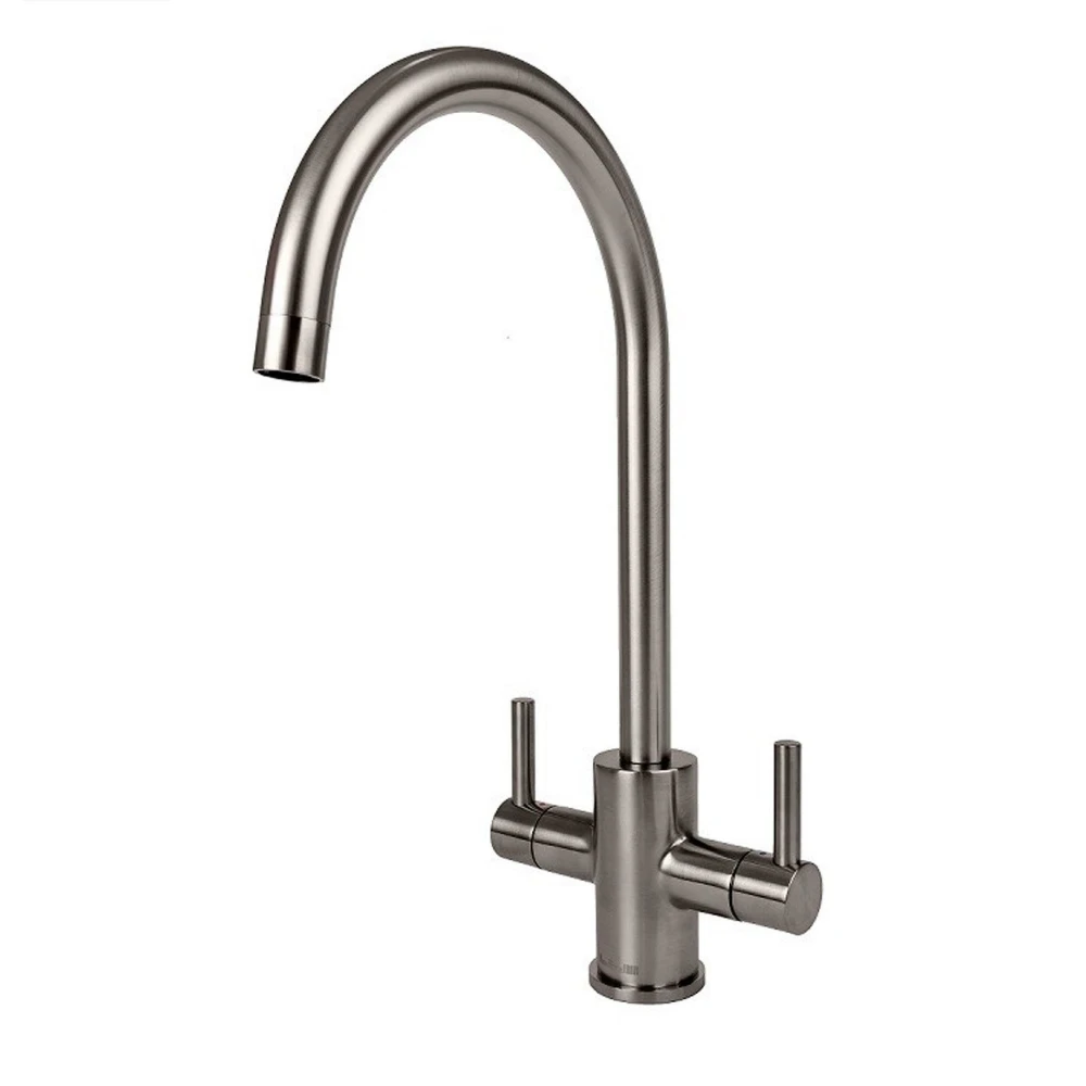 Reginox Genesis Twin Lever Kitchen Mixer Tap - Brushed Nickel 2 Reginox Genesis Twin Lever Kitchen Mixer Tap - Brushed Nickel - Image 2