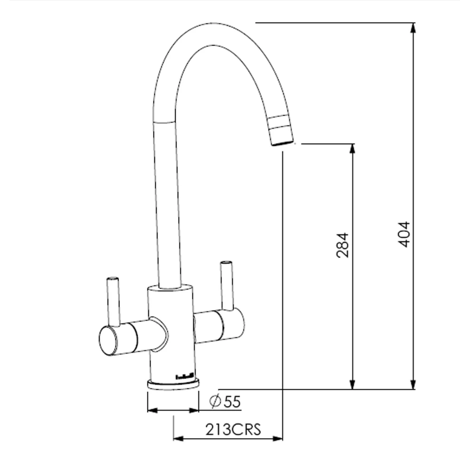 Reginox Genesis Twin Lever Kitchen Mixer Tap - Brushed Nickel 5 Reginox Genesis Twin Lever Kitchen Mixer Tap - Brushed Nickel - Image 5