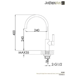 Just Taps Rose Gold Single Lever Kitchen Sink Mixer Tap -Vado Shop rg181 tech