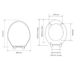 Roper Rhodes Greenwich Soft Close Toilet Seat - Oak Finish 5 Roper Rhodes Greenwich Soft Close Toilet Seat - Oak Finish -Vado Shop roper rhodes greenwich soft close toilet seat technical drawing