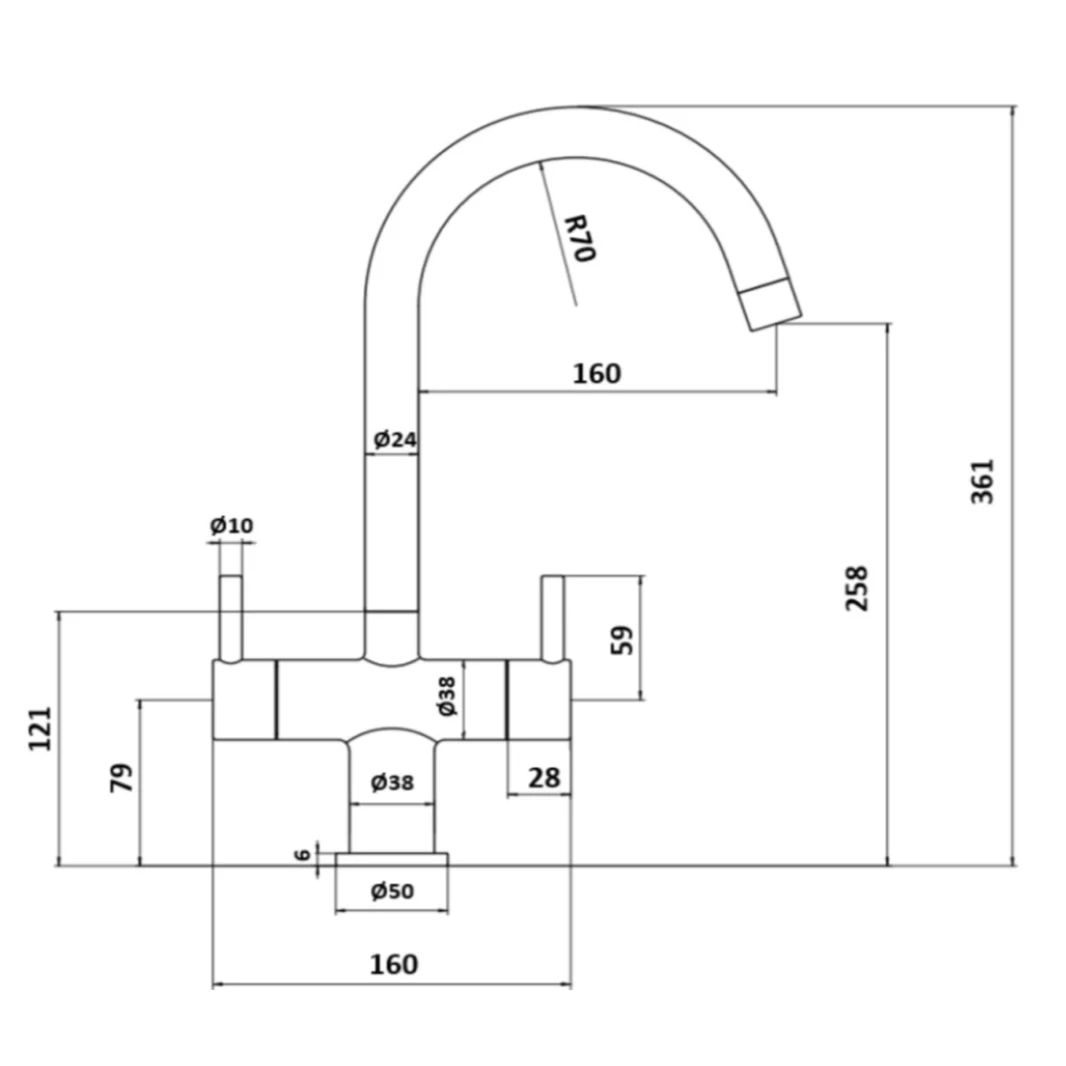 Sagittarius Piazza Twin Lever Monobloc Kitchen Mixer 2 Sagittarius Piazza Twin Lever Monobloc Kitchen Mixer - Image 2