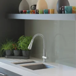 Caple Spiro Single Lever Mono Pull Out Spray Tap - Stainless Steel -Vado Shop spi2 ss lifestyle 2