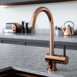 The Tap Factory Vibrance 1 Copper Single Lever Mono Kitchen Mixer With Peppermint Handle 9 The Tap Factory Vibrance 1 Copper Single Lever Mono Kitchen Mixer With Peppermint Handle -Vado Shop tap factory vibrance 1 copper black handle lifestyle