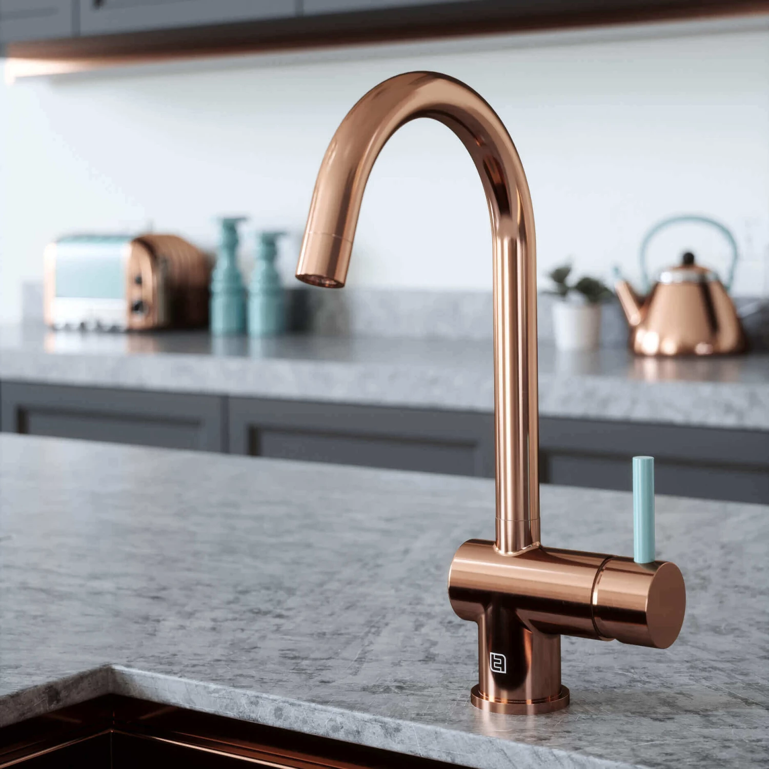 The Tap Factory Vibrance 1 Copper Single Lever Mono Kitchen Mixer With Peppermint Handle 4 The Tap Factory Vibrance 1 Copper Single Lever Mono Kitchen Mixer With Peppermint Handle - Image 4