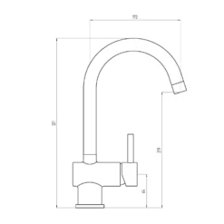 The Tap Factory Vibrance 1 Matt Black Single Lever Mono Kitchen Mixer With English Mustard Handle -Vado Shop tap factory vibrance 1 tech drawing