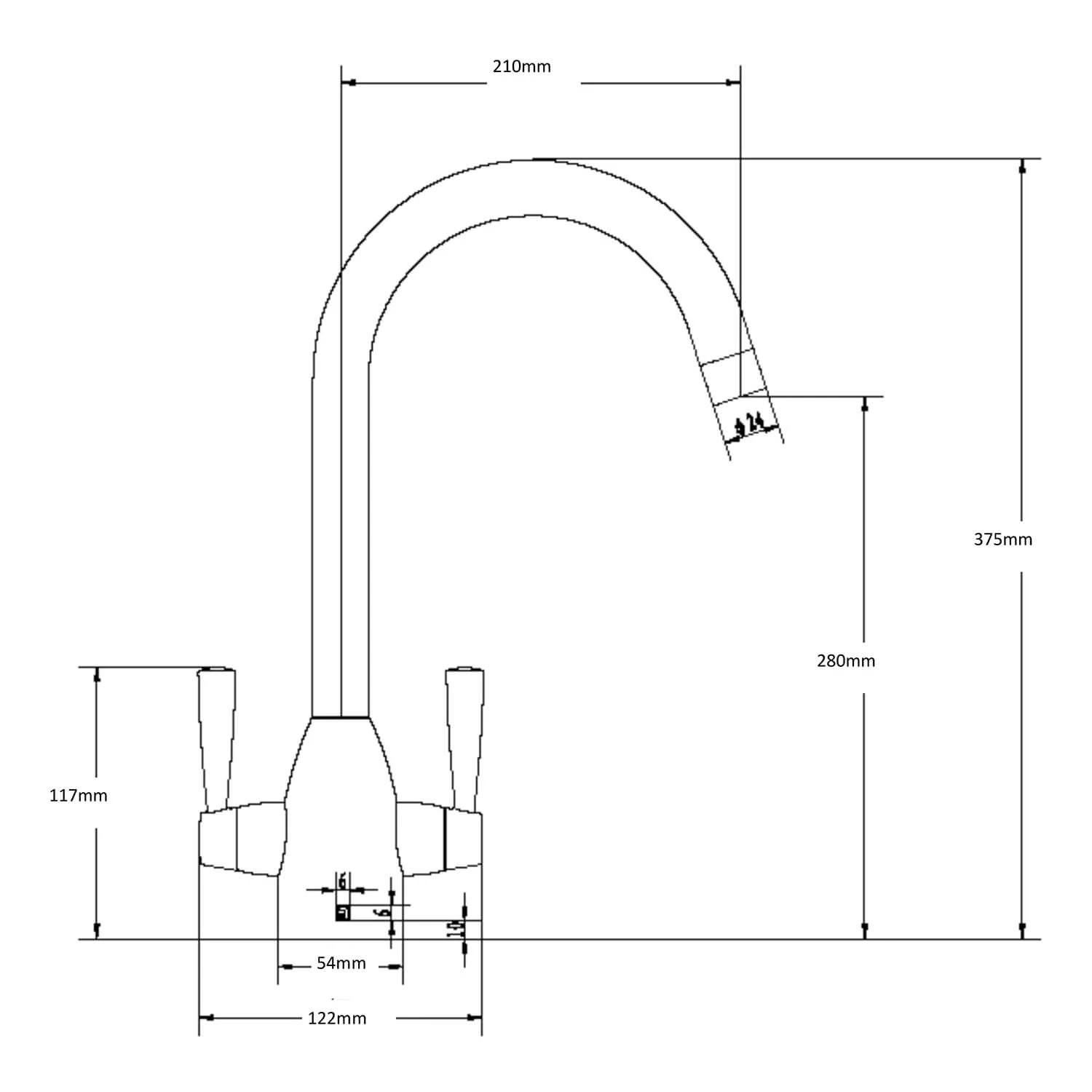 The Tap Factory Vibrance 2 Brushed Gold Twin Lever Mono Kitchen Mixer With Black Handles 6 The Tap Factory Vibrance 2 Brushed Gold Twin Lever Mono Kitchen Mixer With Black Handles - Image 6
