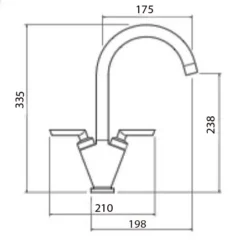 Clearwater Vitro Twin Lever Mono Sink Mixer With Swivel Spout - Polished Chrome -Vado Shop tech image vitro sterling