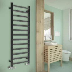 Terma Crystal Ladder Heated Towel Rail - Modern Grey - 840 X 400mm -Vado Shop terma crystal heated towel rail modern grey 1560x500mm lifestyle