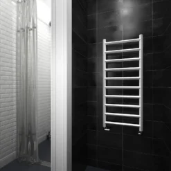 Terma Crystal Ladder Heated Towel Rail - Modern Grey - 840 X 400mm -Vado Shop terma crystal heated towel rail traffic white 1200x500mm lifestyle