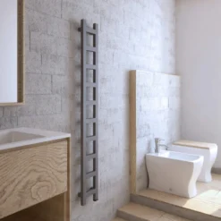 Terma Easy One Electric Heated Towel Rail With Heating Element - Sparkling Gravel - 1280 X 200mm -Vado Shop terma easy one electric heated towel rail sparkling gravel 1600x200mm lifestyle