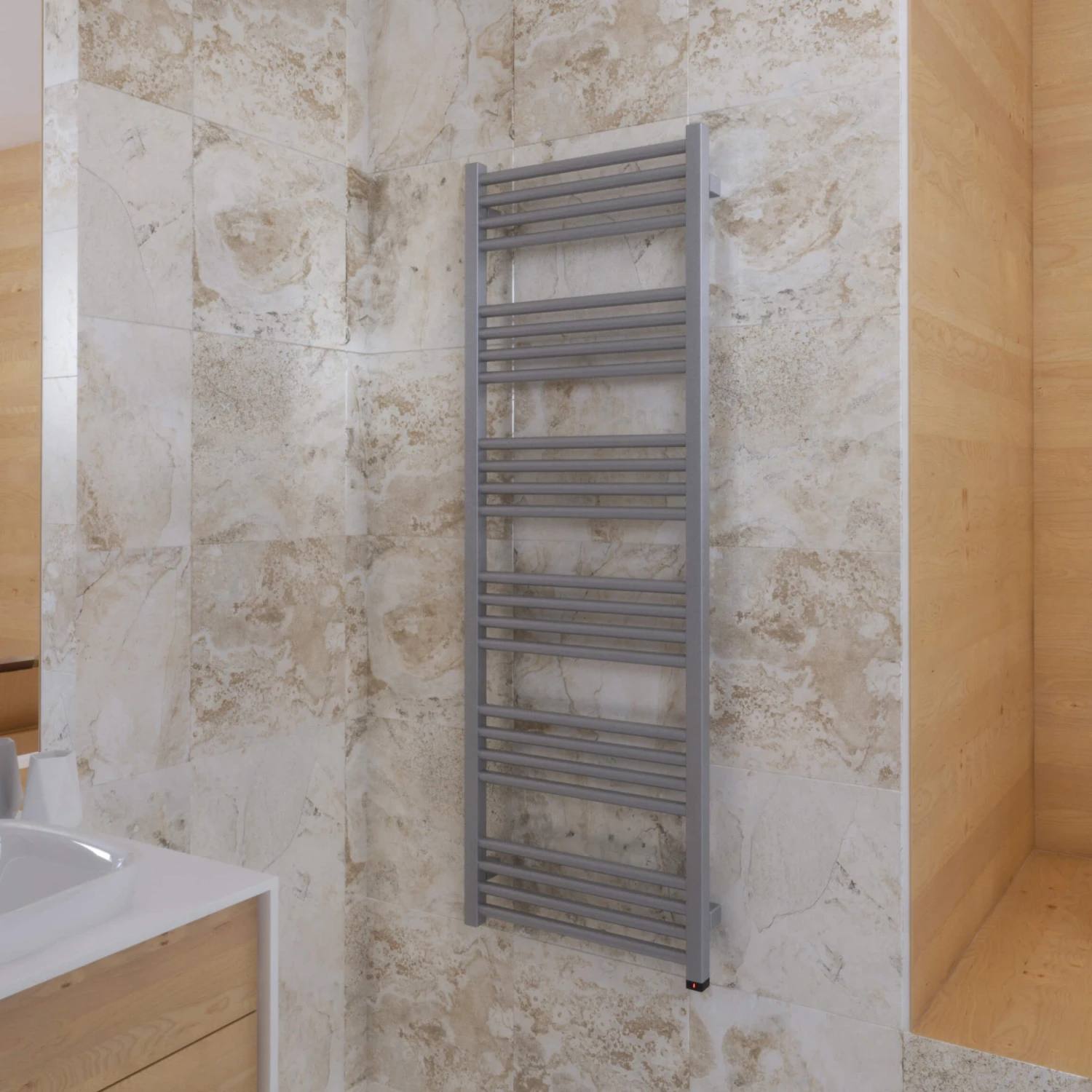 Terma Fiona One Electric Heated Towel Rail With Heating Element - Sparkling Gravel - 900 X 480mm 2 Terma Fiona One Electric Heated Towel Rail With Heating Element - Sparkling Gravel - 900 X 480mm - Image 2