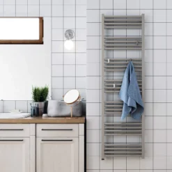 Terma Fiona One Electric Heated Towel Rail With Heating Element - Sparkling Gravel - 900 X 480mm