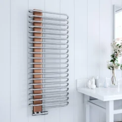 Terma Michelle Designer Heated Towel Rail - Sparkling Cream & Brushed Brass - 780 X 400mm -Vado Shop terma michelle heated towel rail gloss nickel and copper 1200x500mm lifestyle 1