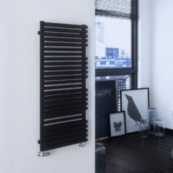 Terma Quadrus Bold Heated Towel Rail - Metallic Black - 1185 X 450mm -Vado Shop terma quadrus bold metallic black 1185x450mm lifestyle 1