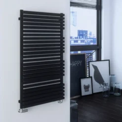 Terma Quadrus Bold Heated Towel Rail - Metallic Black - 1185 X 450mm -Vado Shop terma quadrus bold metallic black 1185x600mm lifestyle 1