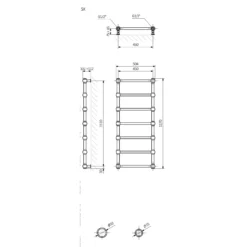 Terma Retro Designer Heated Towel Rail - Brushed Brass - 1170 X 504mm -Vado Shop terma retro heated towel rail 1170x504mm tech drawing