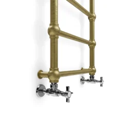 Terma Retro Designer Heated Towel Rail - Brushed Brass - 800 X 504mm -Vado Shop terma retro heated towel rail brushed brass 800x504mm cutout 3