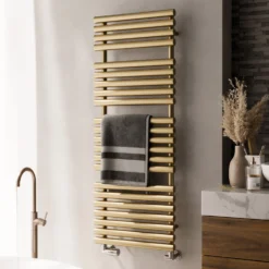 Terma Rolo Brushed Brass Heated Towel Radiator - 1800 X 520mm