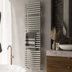 Terma Rolo Brushed Brass Heated Towel Radiator - 1800 X 520mm -Vado Shop terma rolo salt n pepper heated towel rail 1800x520mm lifestyle 1