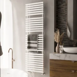 Terma Rolo Brushed Brass Heated Towel Radiator - 1800 X 520mm -Vado Shop terma rolo traffic white heated towel rail 1800x520mm lifestyle 1