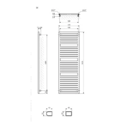 Terma Salisbury Heated Towel Rail - Metallic Black - 1635 X 540mm 13 Terma Salisbury Heated Towel Rail - Metallic Black - 1635 X 540mm -Vado Shop terma salisbury heated towel rail 1635x540mm tech drawing