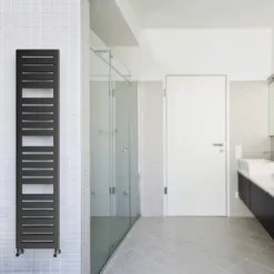 Terma Salisbury Metallic Black Ladder Heated Towel Rail - 1360 X 300mm -Vado Shop terma salisbury heated towel rail metallic black 1360x300mm lifestyle 2