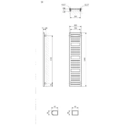 Terma Salisbury Metallic Black Ladder Heated Towel Rail - 1360 X 300mm -Vado Shop terma salisbury heated towel rail metallic black 1360x300mm tech drawing