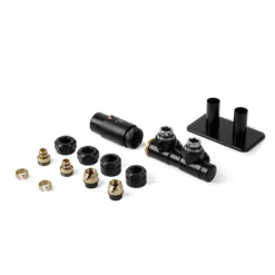 Terma Vario Twins Jet Black All In One Integrated 50mm Valves With Pipe Masking Set - Left 23 Terma Vario Twins Jet Black All In One Integrated 50mm Valves With Pipe Masking Set - Left -Vado Shop terma vario twins jet black integrated 50mm valves right cutout