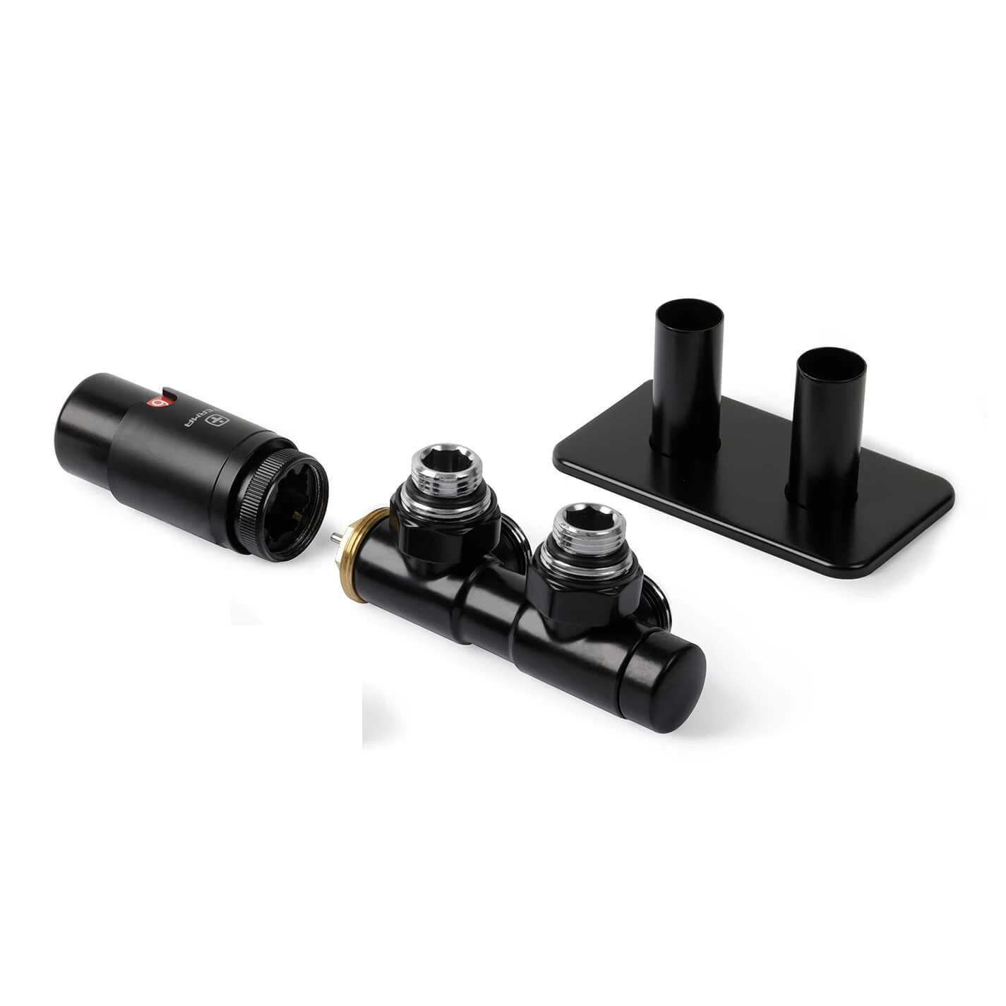 Terma Vario Twins Jet Black All In One Integrated 50mm Valves With Pipe Masking Set - Left 7 Terma Vario Twins Jet Black All In One Integrated 50mm Valves With Pipe Masking Set - Left - Image 7