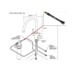 Vellamo Cappa Matt Black Filtered Cold & Instant Boiling Water Tap With WRAS-Approved Boiler & Filter -Vado Shop tfbwtapset line drawing
