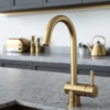 The Tap Factory Vibrance 1 Brushed Brass Single Lever Mono Kitchen Mixer With Ivory Handle