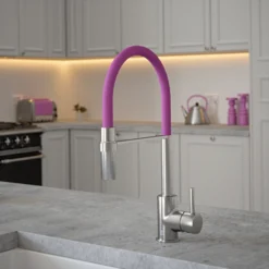 The Tap Factory Vibrance Tube Brushed Nickel Mono Pull Out Kitchen Mixer Tap With Aqua Sea Spout -Vado Shop the tap factory vibrance tube brushed nickel pull out tap mulberry spout lifestyle scaled