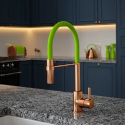 The Tap Factory Vibrance Tube Brushed Copper Mono Pull Out Kitchen Mixer Tap With Green Tea Spout 22 The Tap Factory Vibrance Tube Brushed Copper Mono Pull Out Kitchen Mixer Tap With Green Tea Spout -Vado Shop the tap factory vibrance tube copper pull out tap green spout lifestyle scaled
