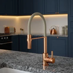 The Tap Factory Vibrance Tube Brushed Copper Mono Pull Out Kitchen Mixer Tap With Green Tea Spout 23 The Tap Factory Vibrance Tube Brushed Copper Mono Pull Out Kitchen Mixer Tap With Green Tea Spout -Vado Shop the tap factory vibrance tube copper pull out tap ivory spout lifestyle scaled