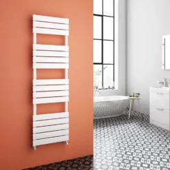 Brenton Avezzano Gloss White Flat Panel Heated Towel Rail - 1600 X 450mm -Vado Shop tis2083 lifestyle