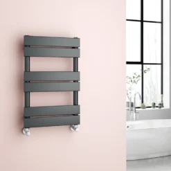 Brenton Avezzano Matt Anthracite Flat Panel Heated Towel Rail - 1000 X 450mm