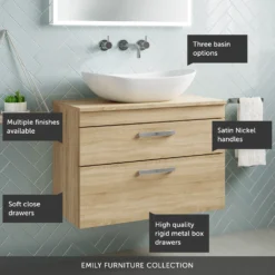 Emily 800mm Wall Mounted 2 Drawer Unit And Countertop - Gloss White - No Basin 15 Emily 800mm Wall Mounted 2 Drawer Unit And Countertop - Gloss White - No Basin -Vado Shop top 800 wall 2 drawer call outs
