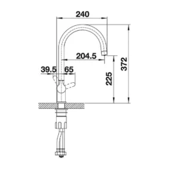 Blanco Trima 3-in-1 Warm, Cold And Filtered Cold Water Chrome Mono Kitchen Mixer Tap -Vado Shop trima line drawing side view