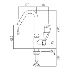 Vado Kori Single Lever Mono Kitchen Sink Mixer With Swivel Spout 5 Vado Kori Single Lever Mono Kitchen Sink Mixer With Swivel Spout -Vado Shop vadokori cuc1004 tech