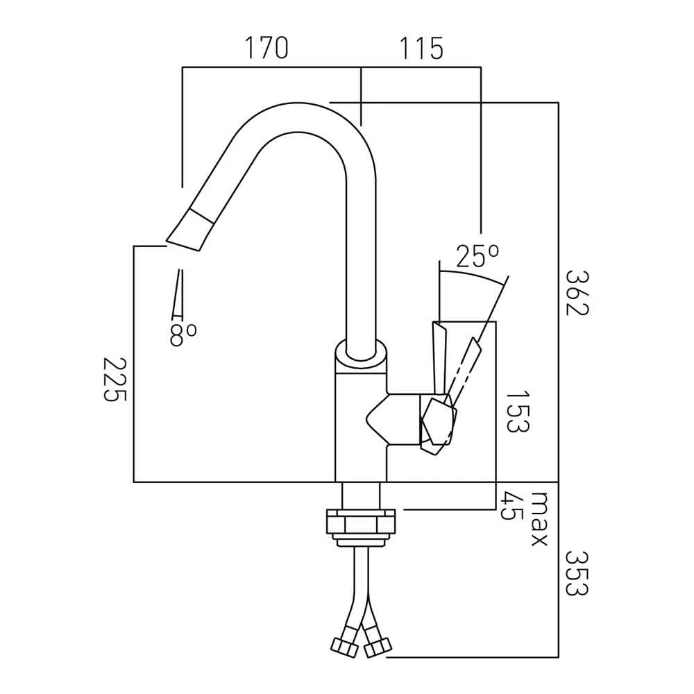 Vado Kori Single Lever Mono Kitchen Sink Mixer With Swivel Spout 3 Vado Kori Single Lever Mono Kitchen Sink Mixer With Swivel Spout - Image 3