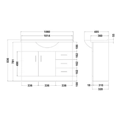 Vellamo Alpine 1060mm Floorstanding Vanity Unit & Basin - Gloss White 11 Vellamo Alpine 1060mm Floorstanding Vanity Unit & Basin - Gloss White -Vado Shop vellamo 1060mm floorstand vanity unit basin tech