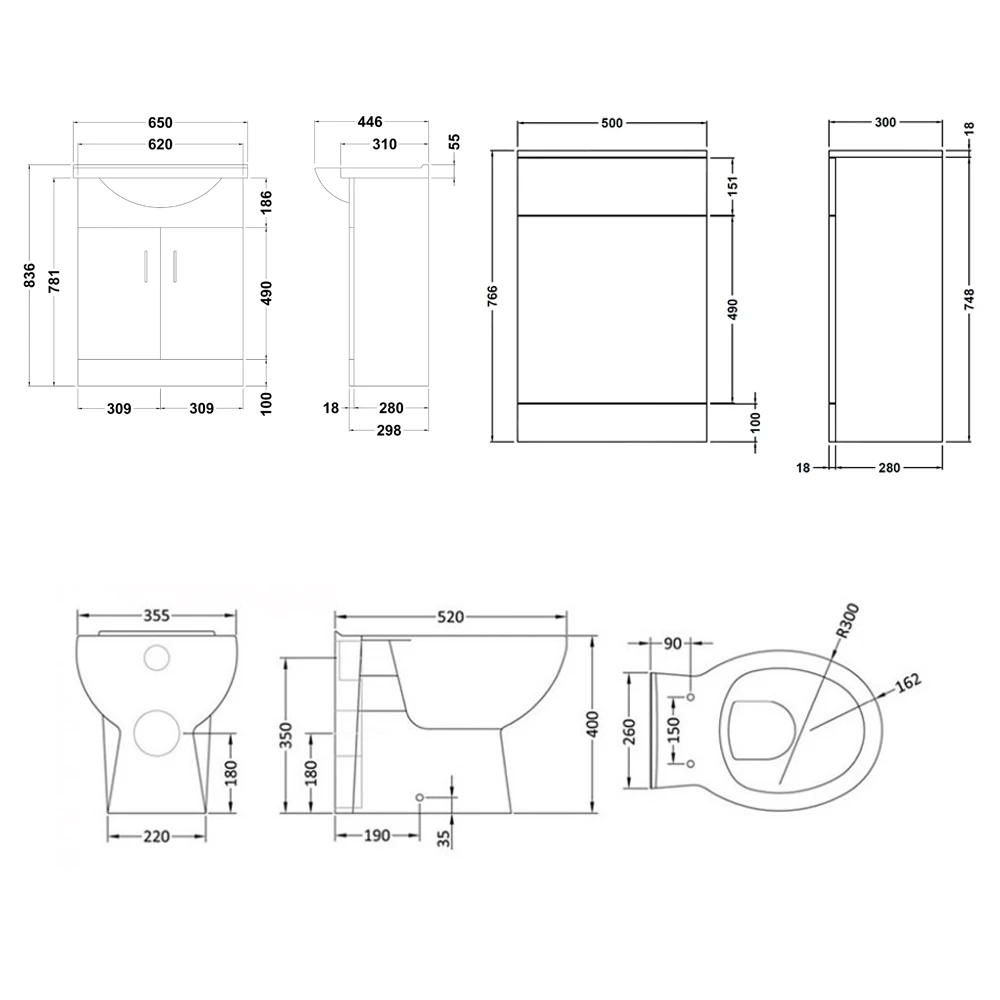 Vellamo Alpine 1150mm 2 Door Furniture Suite With Back To Wall Toilet & Concealed Cistern - Gloss White 7 Vellamo Alpine 1150mm 2 Door Furniture Suite With Back To Wall Toilet & Concealed Cistern - Gloss White - Image 7