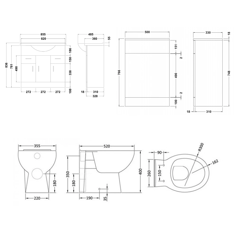 Vellamo Alpine 1350mm 3 Door Furniture Suite With Back To Wall Toilet & Concealed Cistern - Gloss White 7 Vellamo Alpine 1350mm 3 Door Furniture Suite With Back To Wall Toilet & Concealed Cistern - Gloss White - Image 7