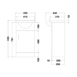 Vellamo Alpine 450mm Floorstanding Vanity Unit & Basin - Gloss White 11 Vellamo Alpine 450mm Floorstanding Vanity Unit & Basin - Gloss White -Vado Shop vellamo 450mm floor vanity unit basin gloss tech