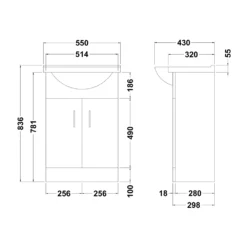 Vellamo Alpine 550mm Floorstanding Vanity Unit & Basin - Gloss White -Vado Shop vellamo 550mm floor vanity unit basin gloss tech