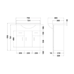 Vellamo Alpine 750mm Floorstanding Vanity Unit & Basin - Gloss White -Vado Shop vellamo 750mm floor vanity unit basin gloss tech
