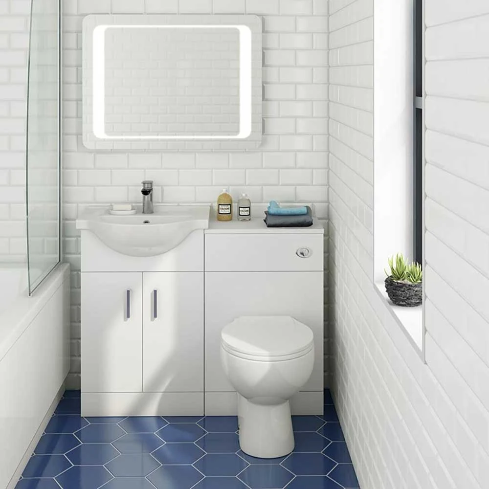 Vellamo Alpine 1050mm 2 Door Furniture Suite With Back To Wall Toilet & Concealed Cistern - Gloss White 1 Vellamo Alpine 1050mm 2 Door Furniture Suite With Back To Wall Toilet & Concealed Cistern - Gloss White