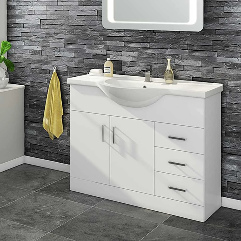 Vellamo Alpine 1060mm Floorstanding Vanity Unit & Basin - Gloss White 1 Vellamo Alpine 1060mm Floorstanding Vanity Unit & Basin - Gloss White